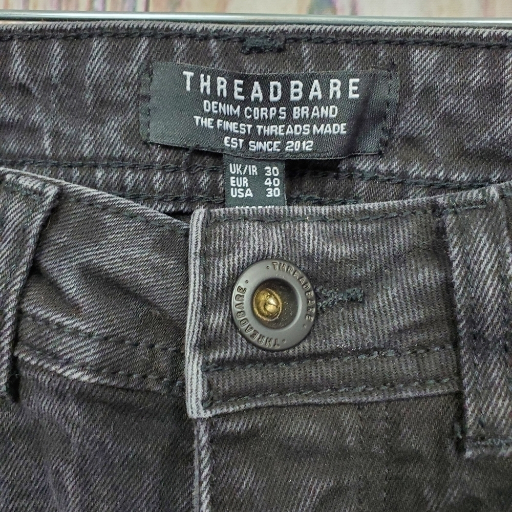 Threadbare Riley Super Skinny Black Washed Jeans - Picture 9 of 14